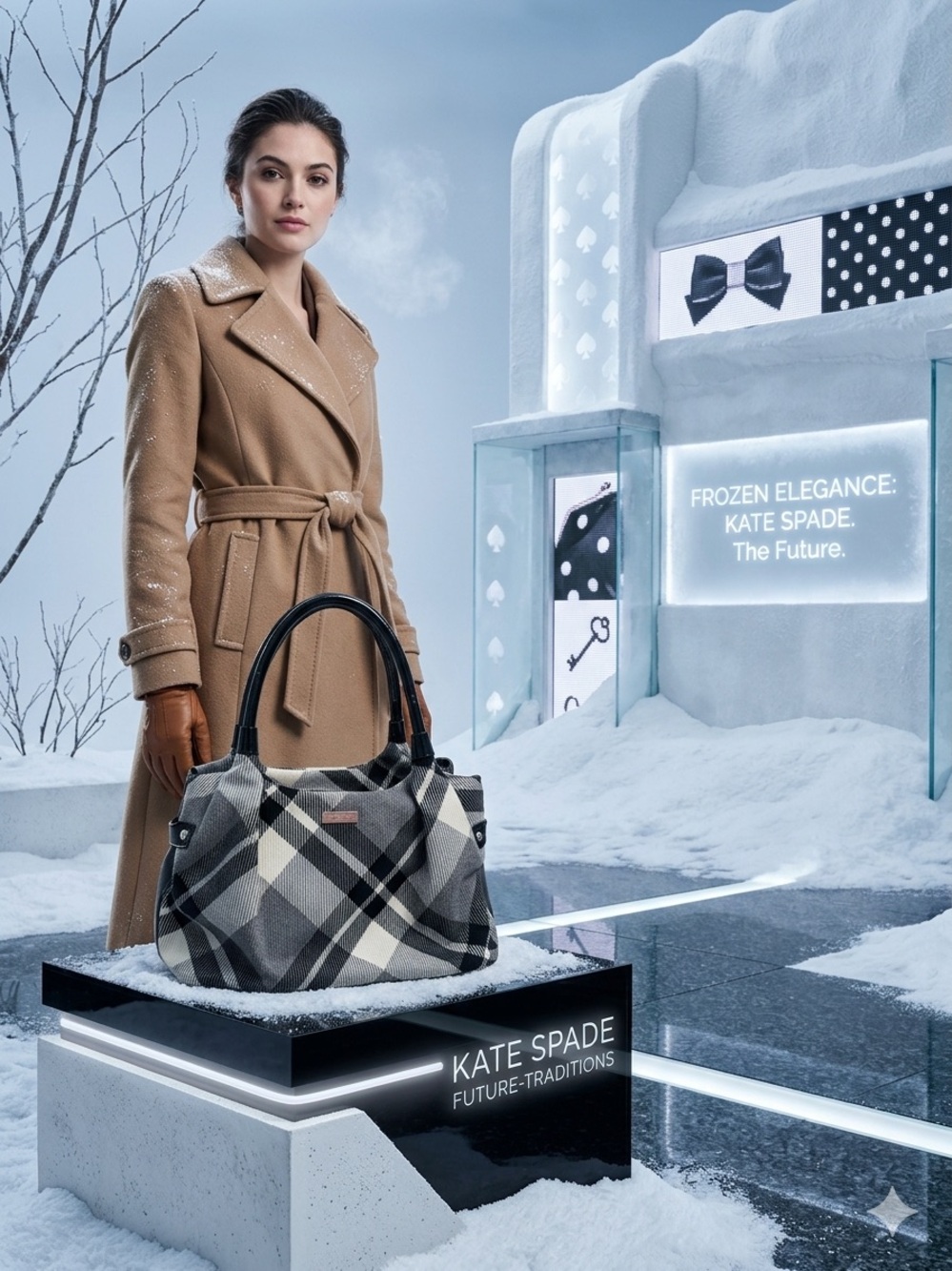 kate spade Black and Gray Plaid Shoulder Bag